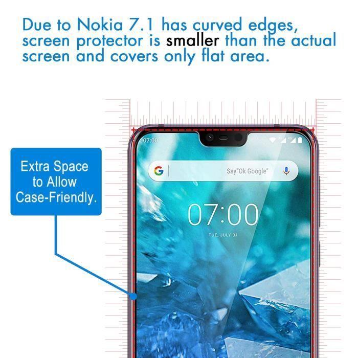 Protective Case - PHONILLICO - Nokia 7.1 - Transparent Silicone - Ultra Slim - Tempered Glass
