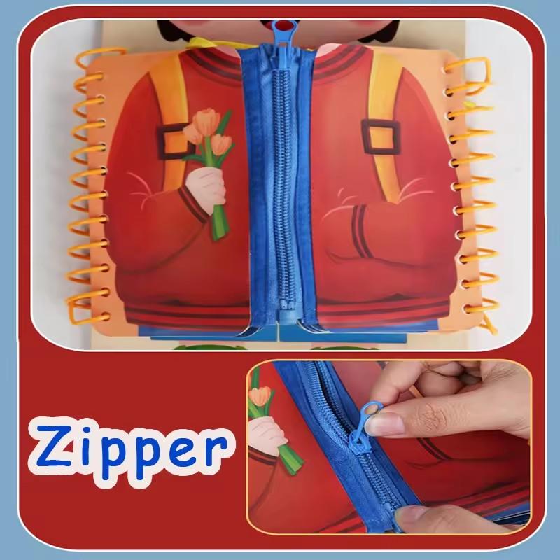 Montessori Toys Early Education Children Life Skills Tying Shoelas Zipper Buckles Wooden Multi-layer Busy Board Puzzle Gift