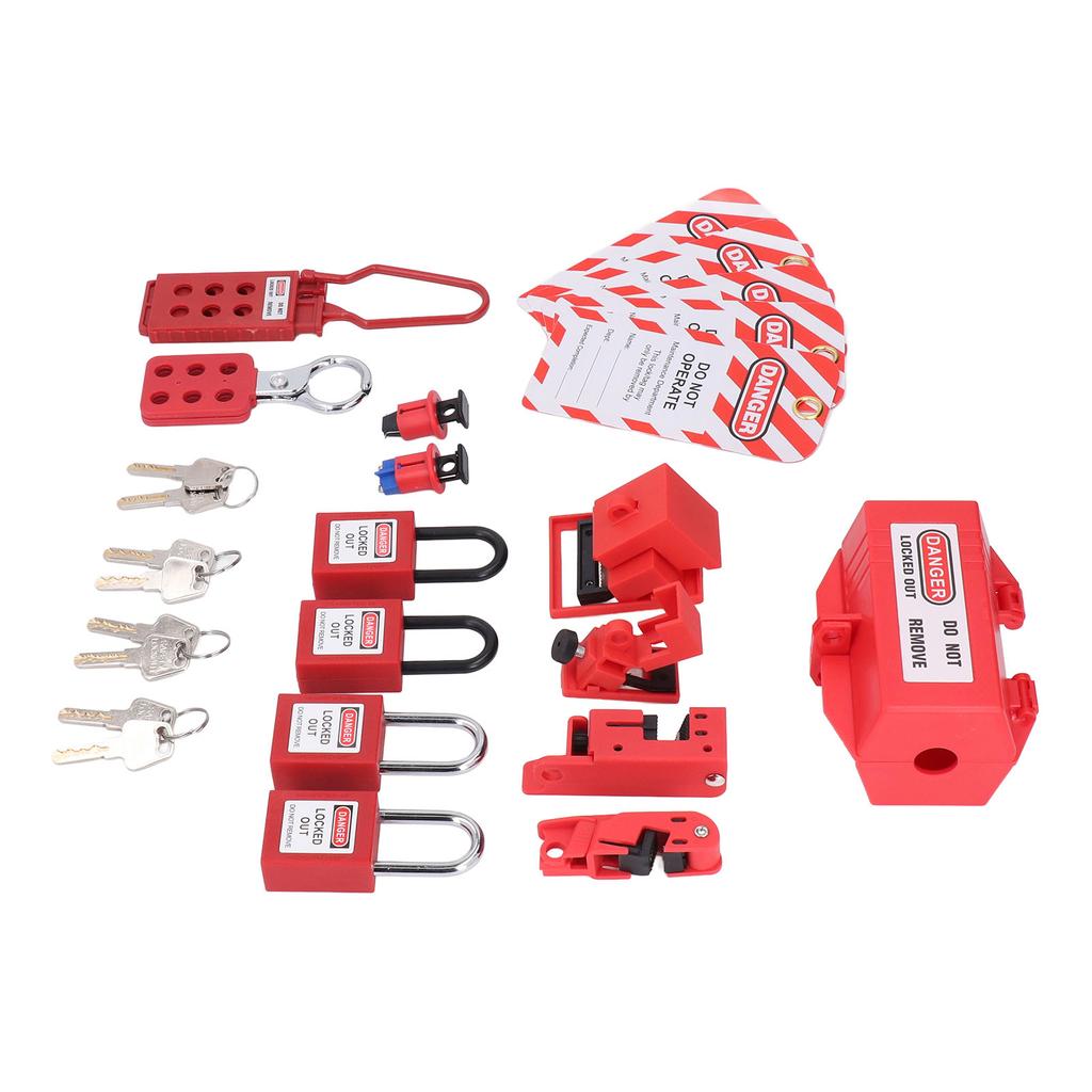 Electrical Lockout Tagout Kit Hasps Plug Lockout Loto Safety Locks Hanging Tags Keys and Storage Bag