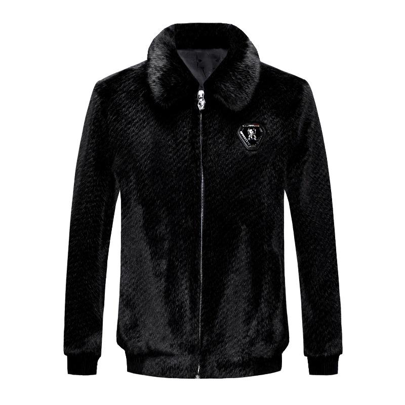 Mink Fur Coat Men's Card Mink Velvet Mink Fur Mink Whole Mink Fur Coat Fur Integrated Thickened Genuine Leather Coat