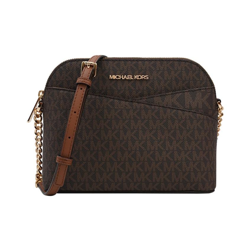 

Michael Kors Mk Jet Set Travel Monogram Logo Commute Shell Bag Crossbody Bag Women bags Acorn-Brown 35F1GTVC6B-BROWN Shopping Bag Set(Basic Set+Shopping Bag)