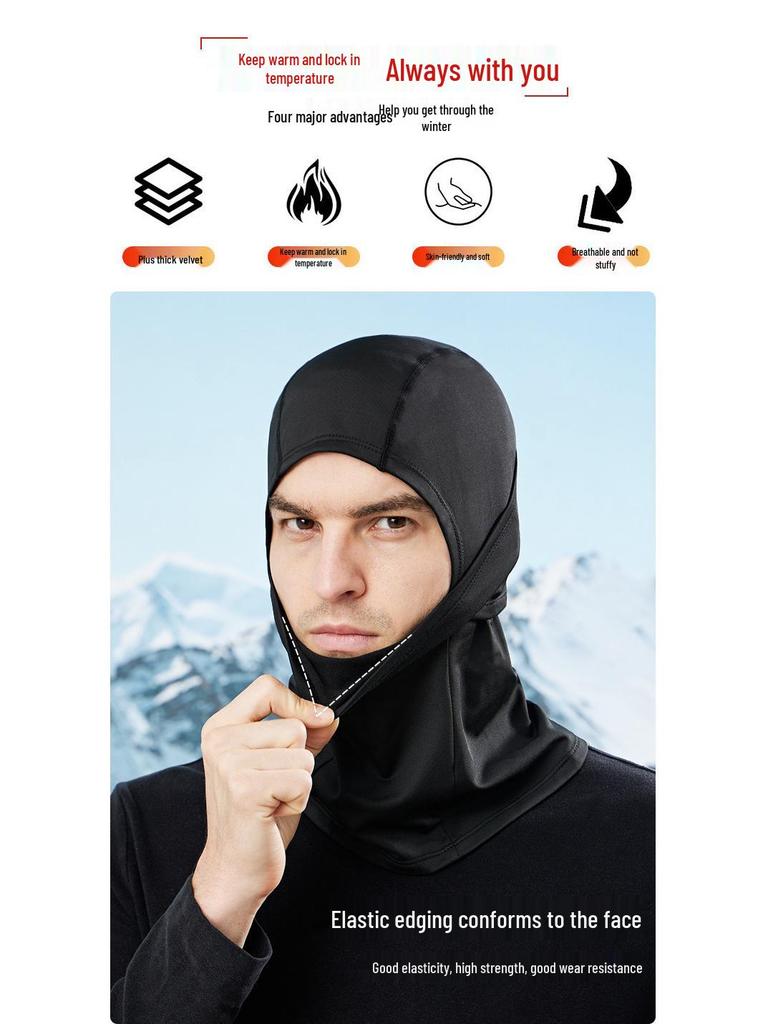 Cross-Border Winter Plus Velvet Warm Balaclava: Anti-Freeze Ski Mask, Cycling Windproof Hood, Neck Warmer.