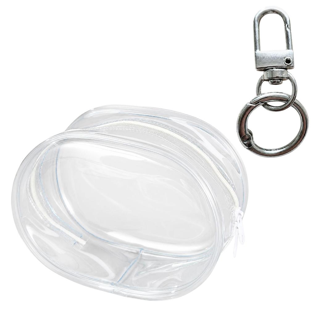 Transparent Plush Toy Pouch with Keychain, PVC Clear Pouch, Perfect for Fandom Activities, Plush Toy Case, Small Item Storage, Portable, Round (Oval