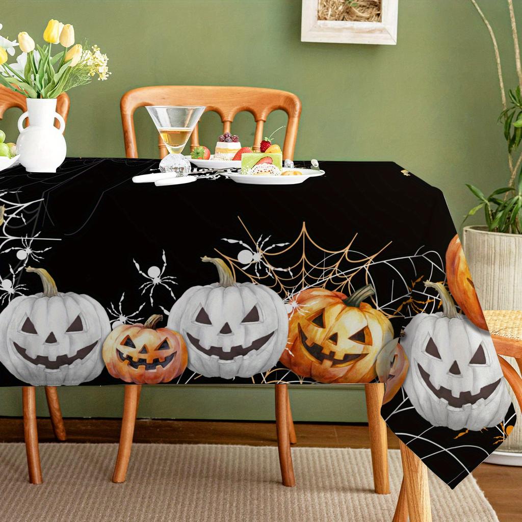 One polyester tablecloth with a Halloween pumpkin spider designzyc