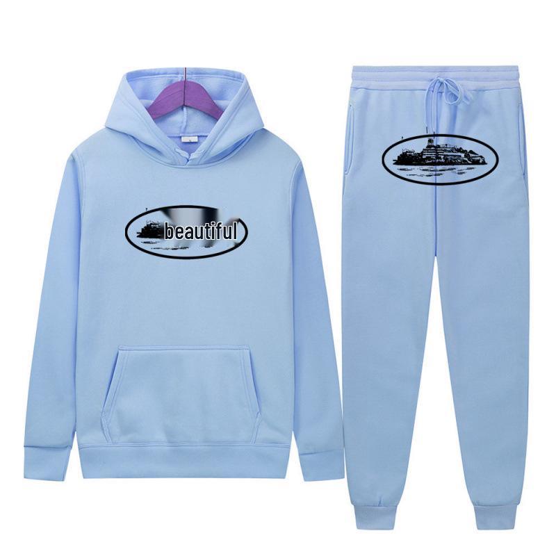 Kotez Unisex Hip-Hop Streetwear: Trendy Loose-Fit White Hoodie Set