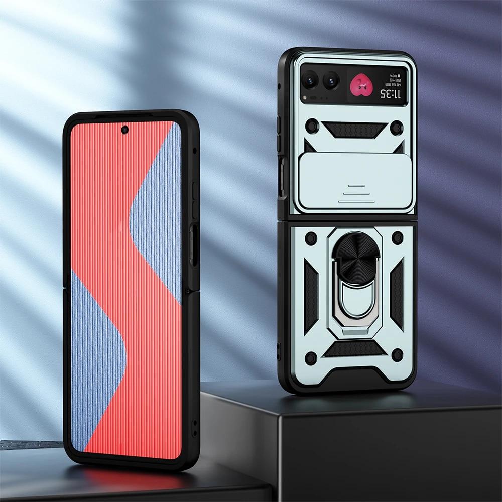 

Противоударный защитный чехол KEYSION для Motorola Razr 40 5G, защитное кольцо для объектива слайд-камеры, чехол-подставка для телефона, чехол для MOTO Razr 40 Ultra for Razr 40 зелёный