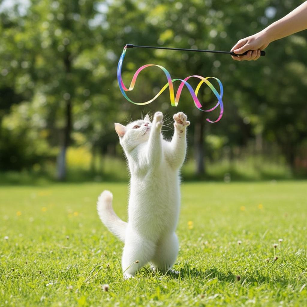 Interactive Coloured Ribbon Cat Toys Teasing Catd Stick Satin Ribbon Cat Stick Toys Kitten Playing Teaser Wand Toy Pet Supplies