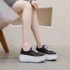 Summer woven hollow breathable muffin shoes women's 2025 summer new solid color lace-up board shoes thick sole 8 cm