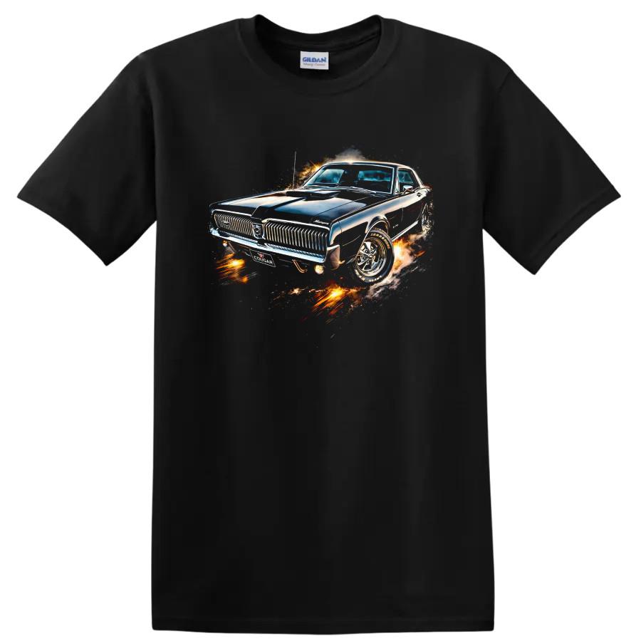 1967 Mercury Cougar Old Car T Shirt Classic Muscle Car Artwork Tee