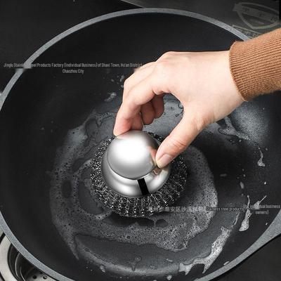 Großer Edelstahldrahtschwamm mit Griff - Nicht abfärbendes Reinigungswerkzeug für Küche und Geschirrspülen