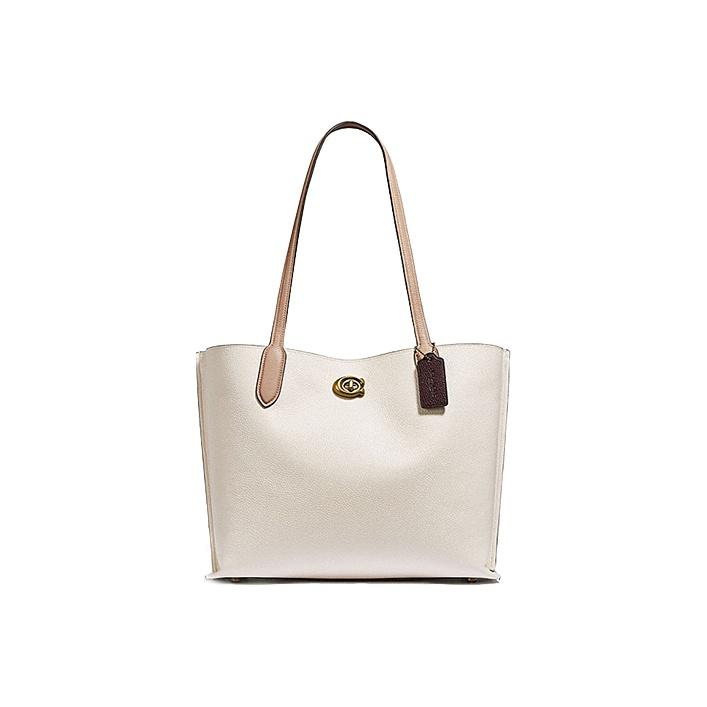 Coach Women's White Willow 40 Magnetic Buckle Leather Tote Bag Tote C0691-B4cah
