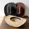Chapeau de Cowboy en Paille de Raffia Naturel pour Femmes Hommes Été Large Bord Chapeau de Soleil Extérieur Respirant Casquettes de Plage Designer