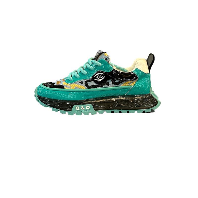Spring low-top leather thick-soled dad shoes are simple, comfortable, lightweight and breathable casual shoes dl
