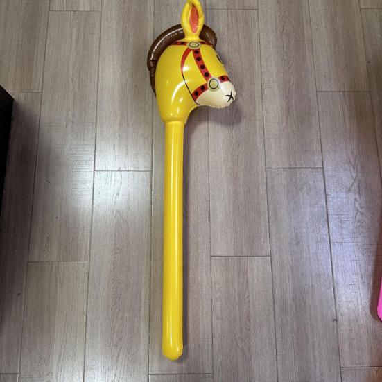 2Pcs Inflatable Stick Horse 39" PVC Kids Inflatable Horse Toy Easy Inflate Deflate Party Decoration for Horse Cowboy Carnival Christmas Birthday