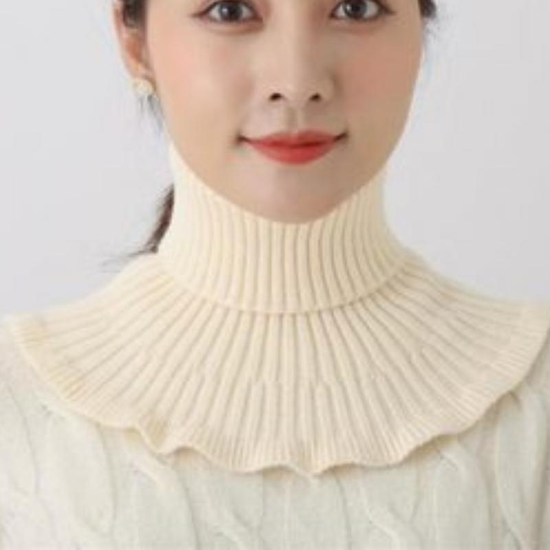 

1 шт. Женские шарфы Зимний шарф, Изготовлен из мягкого полиэфирного волокна, Элегантный дизайн, Грелка для шеи, Вязаный шарф, Без пушистого снуда белый