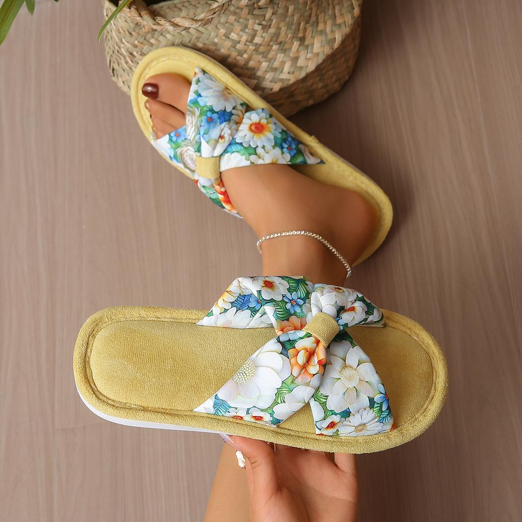 Fashion Indoor Cotton Slippers Women Comfortable Flat Shoes for Women Open Toe Anti-Slip Home Slippers Slides Women Zapatos De Mujer