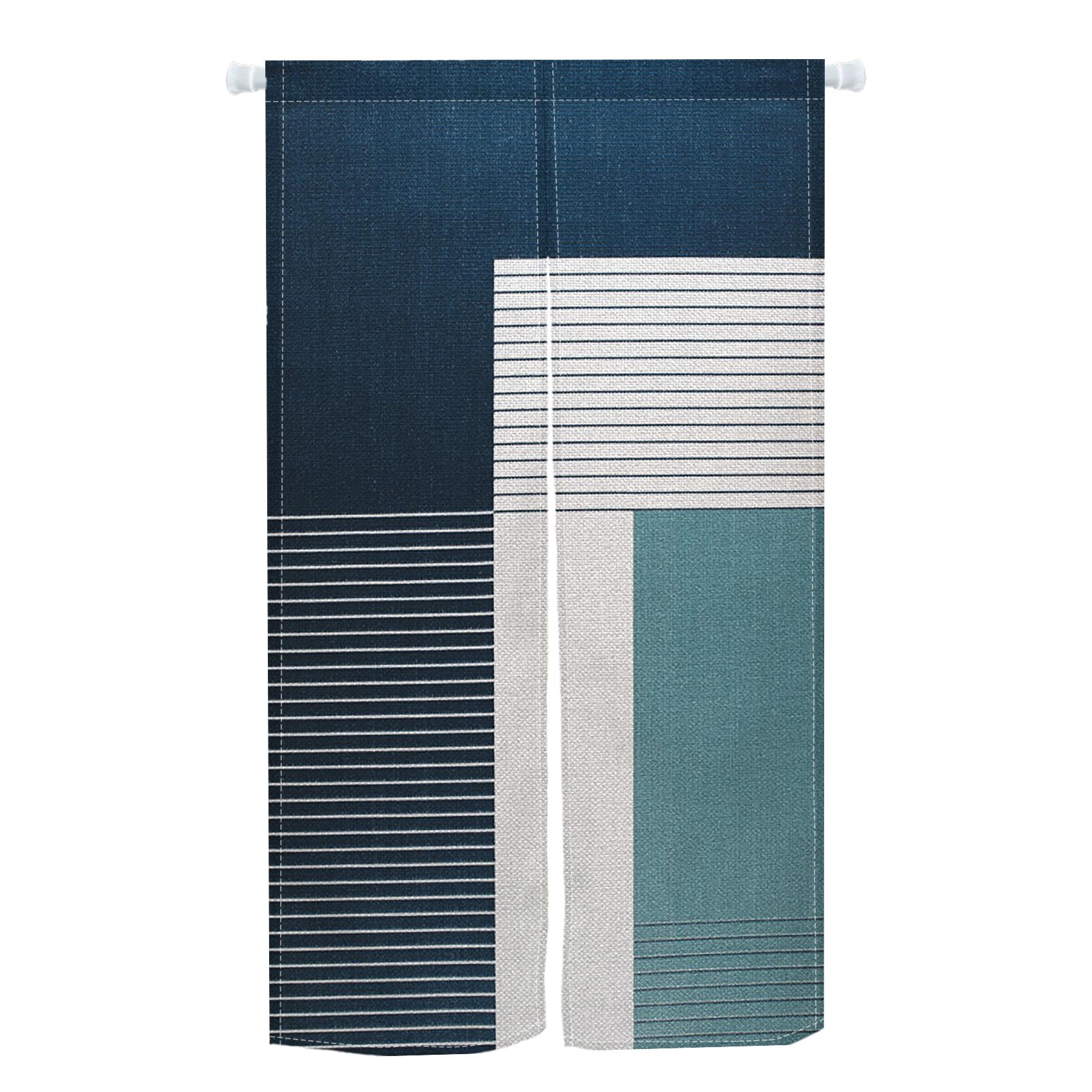 

Современные Геометрические Шторы-Норен для Двери Волнообразный Абстрактный Арт Дизайн Полиэстер Проем Двери Домашний Декор Изакая Наполовину Из W100*H130(CM)-Grommet top&2PCS