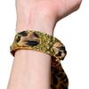 Y2K Leopard Print Ribbon Metal Bracelet - Women's Retro European Style Fashion Accessory.