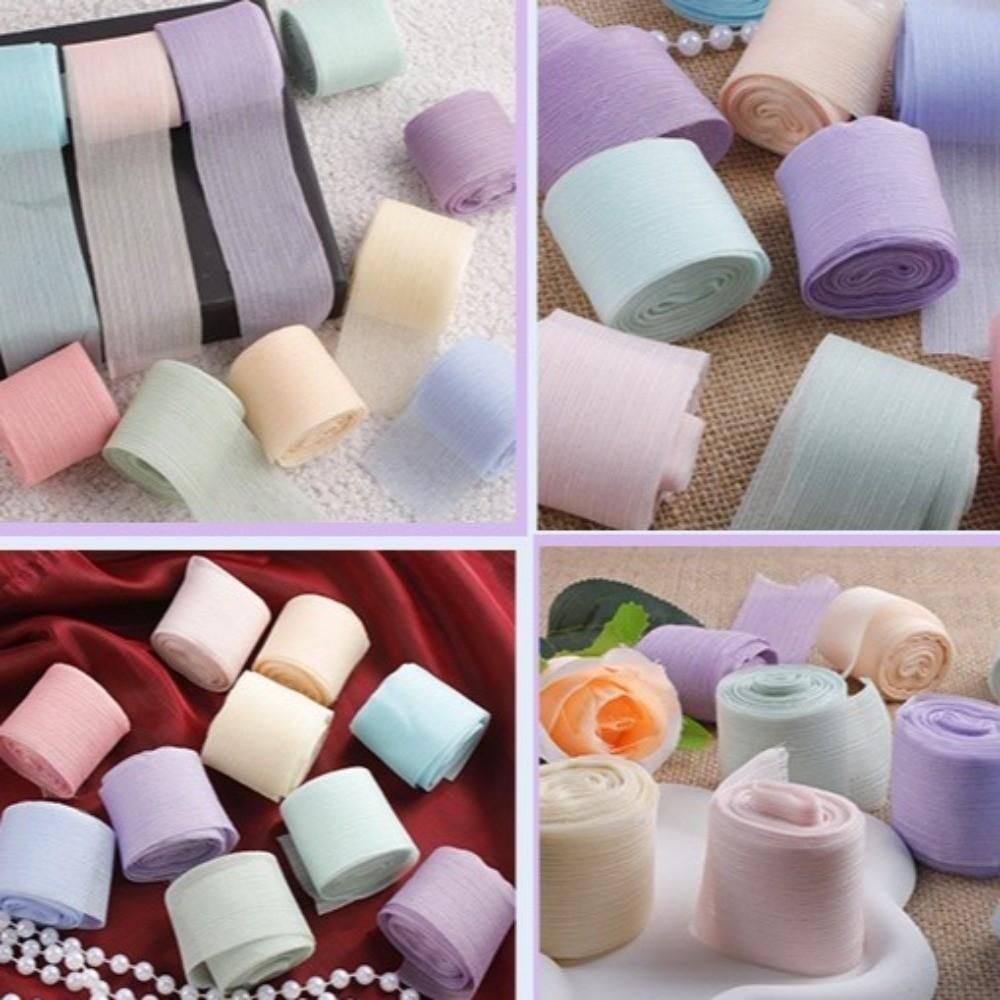 5Yard Length Satin Fabric Ribbon 4CM Width DIY Craft Ribbon Frayed Edged Ribbon  Christmas Decor