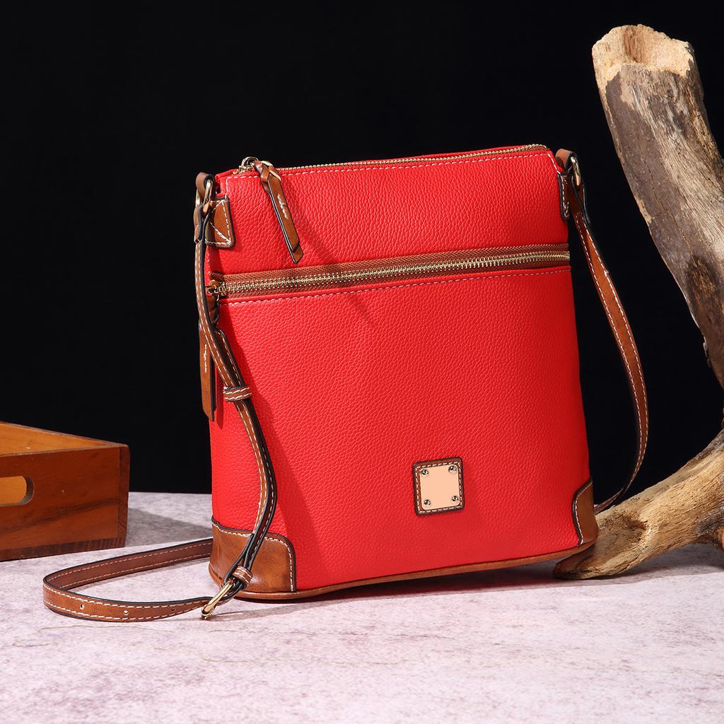 Dámská taška Vintage Pebbled Lychee Grain Textura Crossbody taška Vícebarevná dámská taška
