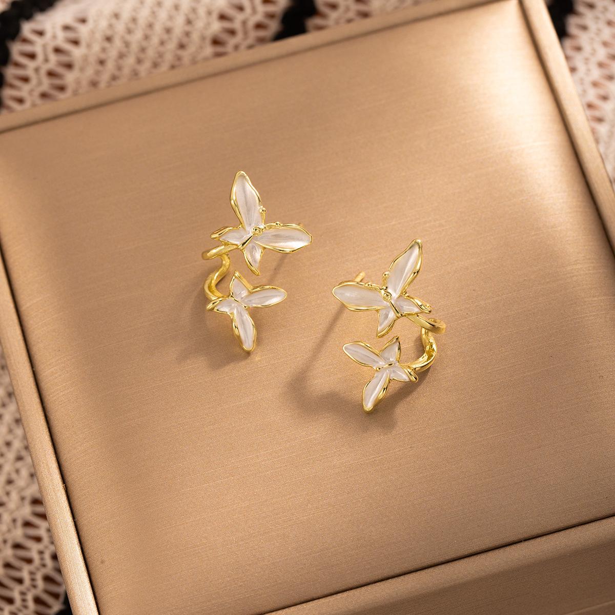 Французские Ретро Супер Сказочные Серьги с Двойной Бабочкой, Изысканные Повседневные Серьги Высокого Класса, Серьги.