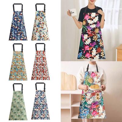 Waterproof Cooking Baking Bibs Flower Print Restaurant Uniform Catering Work Clothes for Women