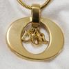 Used 10656 Oval Logo Pendant 7984 Gold Plated Charm Snake Chain Vintage CD Plated Gold Unisex from Japan AUTHENTIC