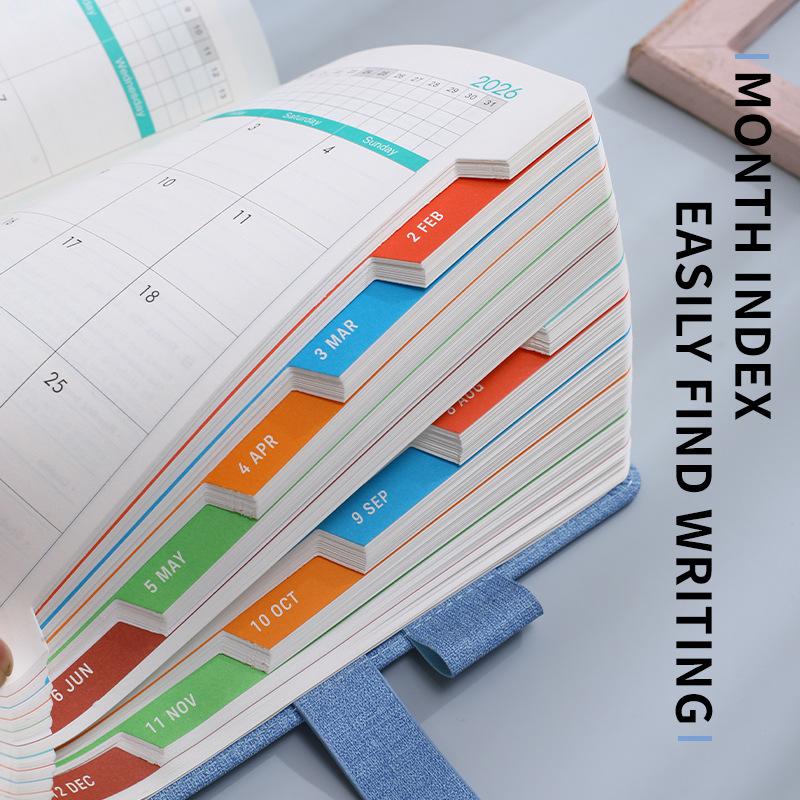 Custom 2026 A5 PU Leather Hardcover Journal Notebook Printed Planner Diary Weekly Monthly Schedule Personalizados for Business