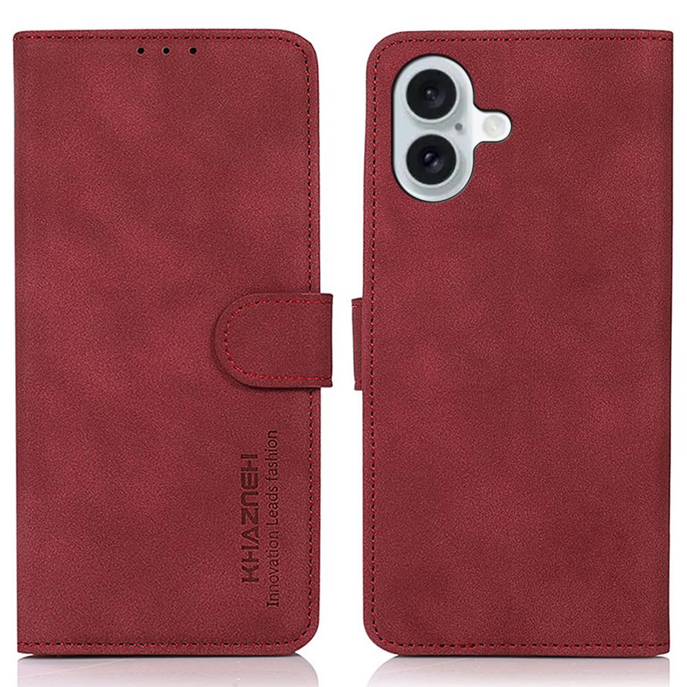 KHAZNEH For iPhone 16 Case Texture PU Leather Folding Stand Phone Cover