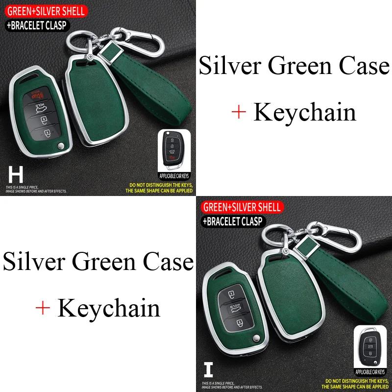 Zinc Alloy + Leather Car Key Case For Hyundai Ix25 Ix35 I10 I20 Solaris Tucson Sonata Santa Sport Elantra Creta Verna -