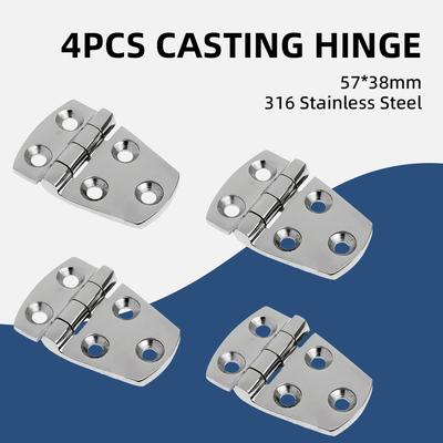 4 Stück Marine 316 Edelstahl Scharnier Kurze Seite Türscharnier für Yacht Boot Wohnmobil Marine Türscharnier Bootszubehör 57*38mm