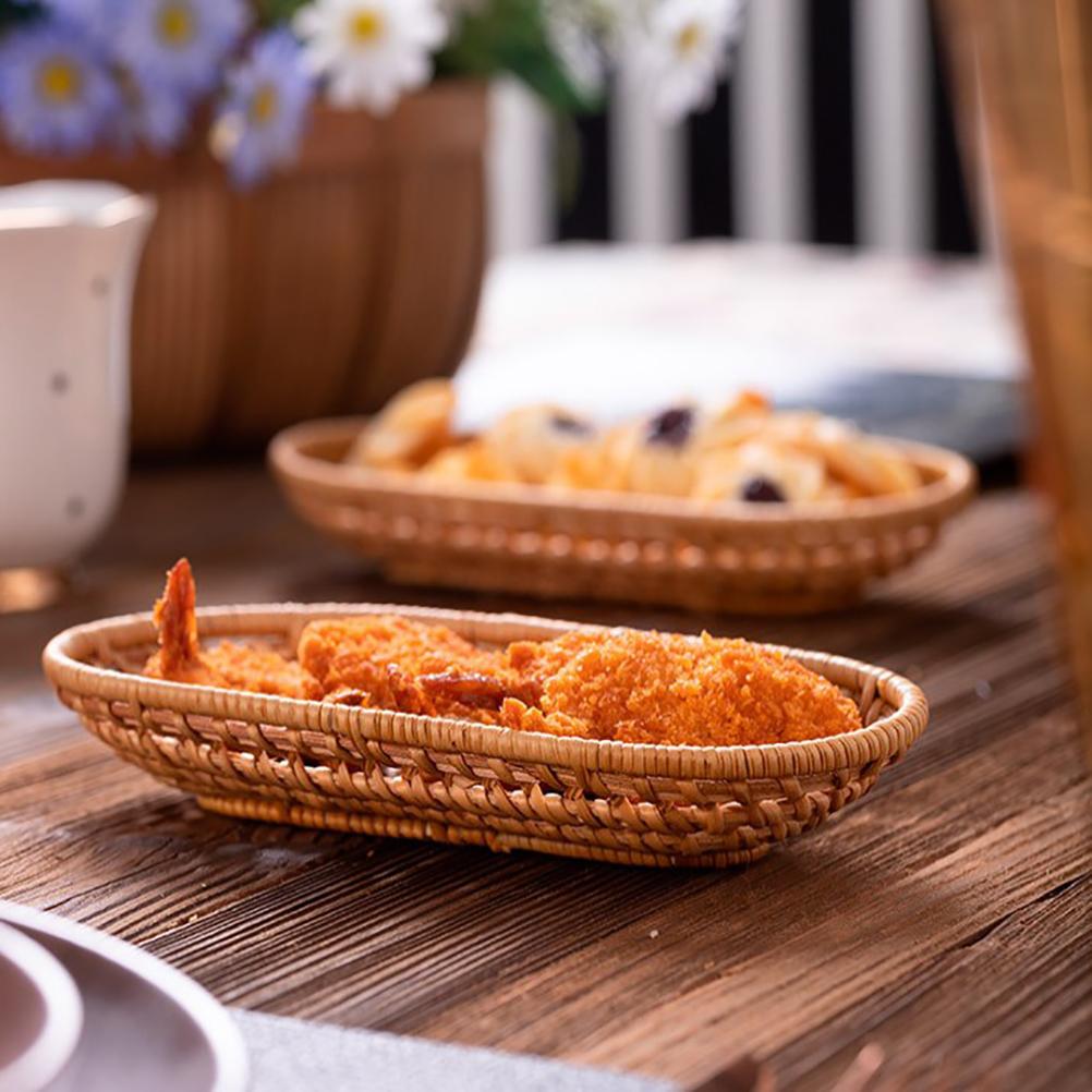 Aufbewahrungsbehälter aus Rattan Handarbeit Obstkorb Snack-Aufbewahrungskorb für Zuhause Outdoor-Picknick