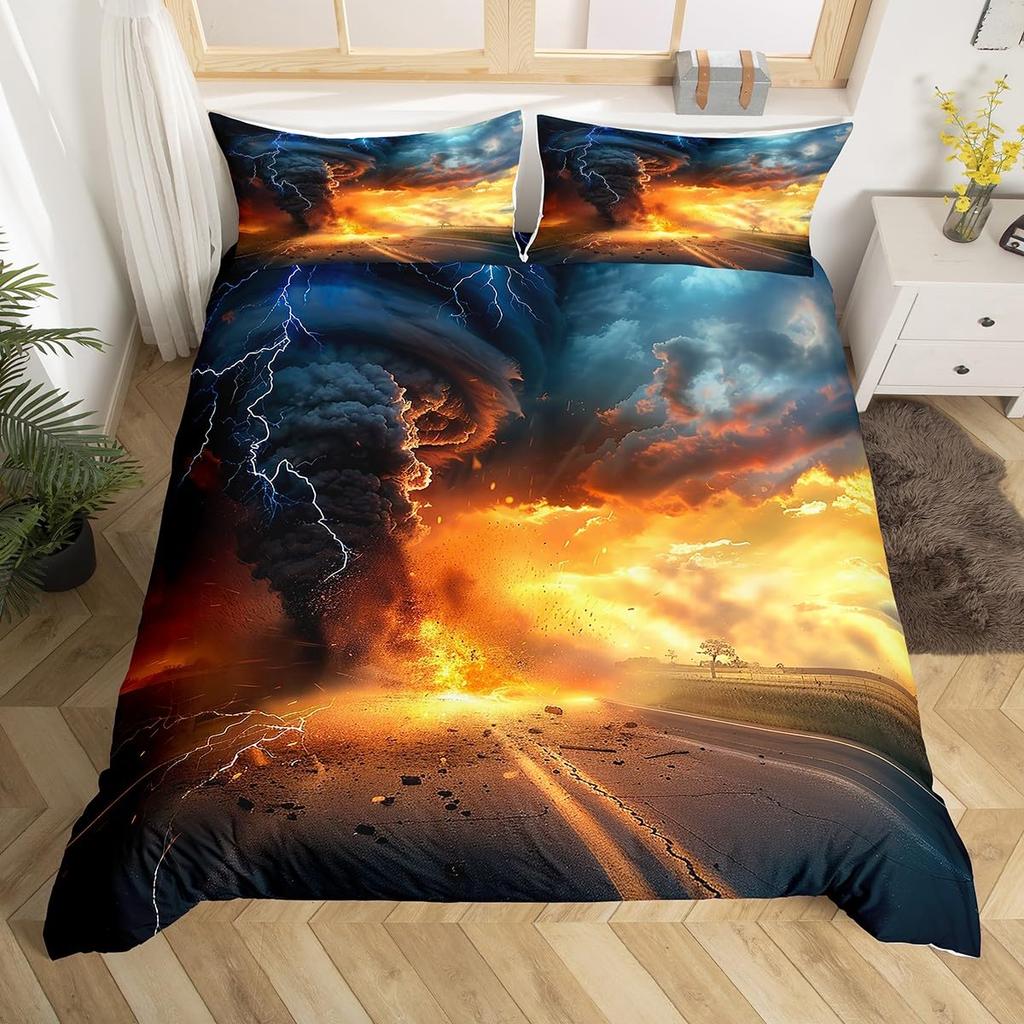 Lightning Duvet Covers for Kids Teens Queen Lightweight Down Quilt Covers Bedroom Decor 2 Pillowcases 1 Duvet Cover No Comforter
