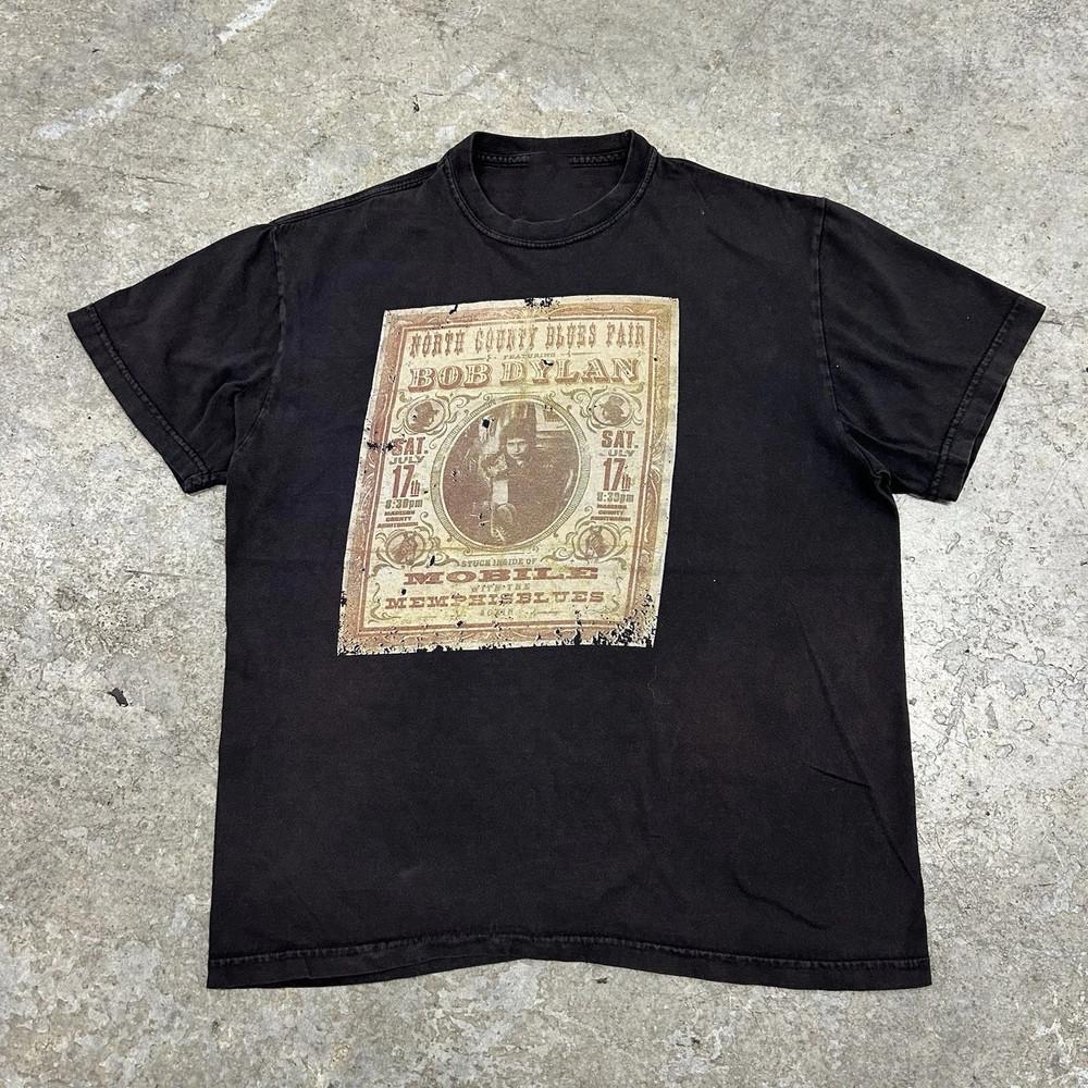 

Bob Dylan Shirt Adult Faded Black Vintage y2k Band Tee USA Tour Concert Unisex T-Shirt XL