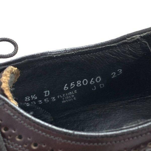 Vintage 80s Florsheim USA Full Brogue Wingtip Shoes Red Brown 8.5D 26.0-26.5(USED)