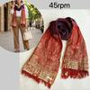 Used [Beautiful Condition] 45rpm Gauze Jacquard Paisley Stole - Ethnic, Fringe, Red x Purple x Multi