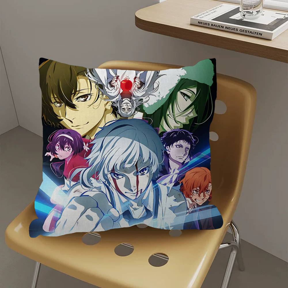 Poszewka na poduszkę z postacią z kreskówki Bungo Stray Dogs Prezent Toon Poszewka na poduszkę Sypialnia Dom Sofa Krzesło Siedzenie Dekoracja Poszewka na poduszkę