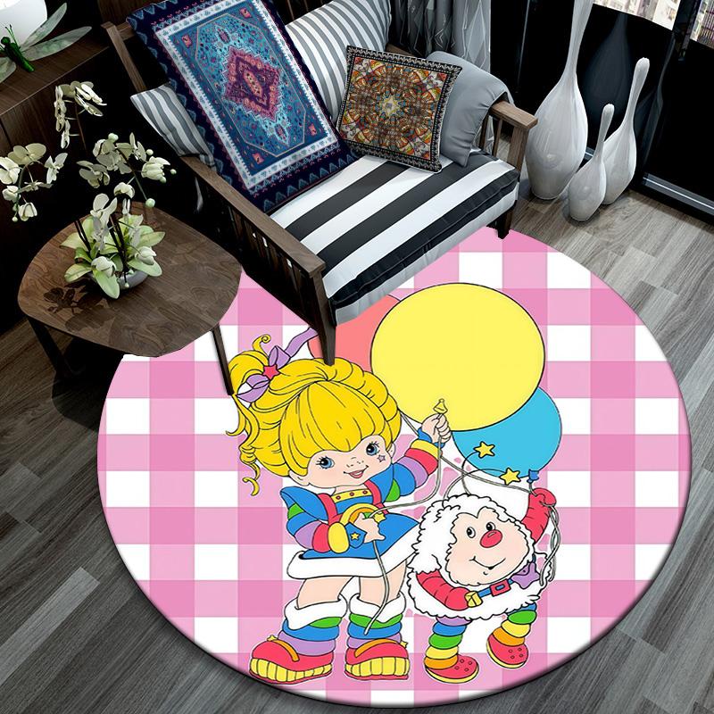 Rainbow Brite,Round Area Rug,Carpet Rug for Living Room Bedroom Sofa Playroom Decor,Non-slip Floor Mat