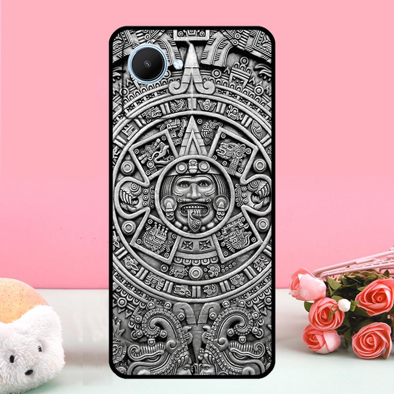 Custodia con motivo in legno con calendario Maya per Realme GT 5 Pro GT3 Neo5 9 10 11 12 Pro Plus C25s C21Y C30 C31 C33 C51 C53 C55 C35