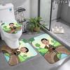3pcs Mr. Bean Pattern Flannel Nonslip Absorbent Washable Decorative Bathroom Home Toilet Seat Cover Mat