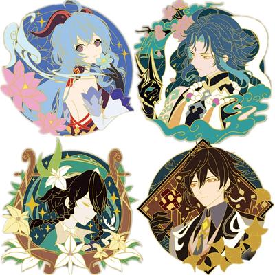 Broche de Cosplay de jeu Genshin Impact Xiao Hu Tao Ganyu Morax Zhongli Barbatos Venti, Badge en métal, accessoire de décoration