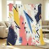 Thick Warm Flannel Blanket Abstract Art Design, Soft Skin-Friendly Blanket for Couch, Bed, Guest Room, Christmas & Halloween Use