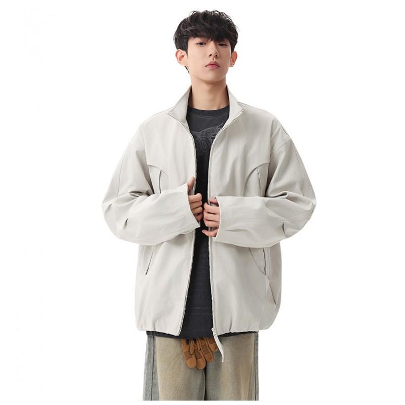 Unisex Oversized Casual Jacket Fall Lightweight Workwear Style Hoodless Zipper Coat Teens Adults