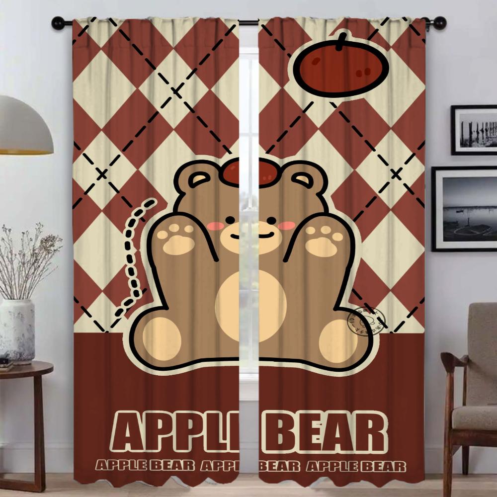 Bear Home Interior Curtains for Camera Partition Modern Living Room Curtains 2 Pieces Shades Window Curtain Tulle for Bedroom
