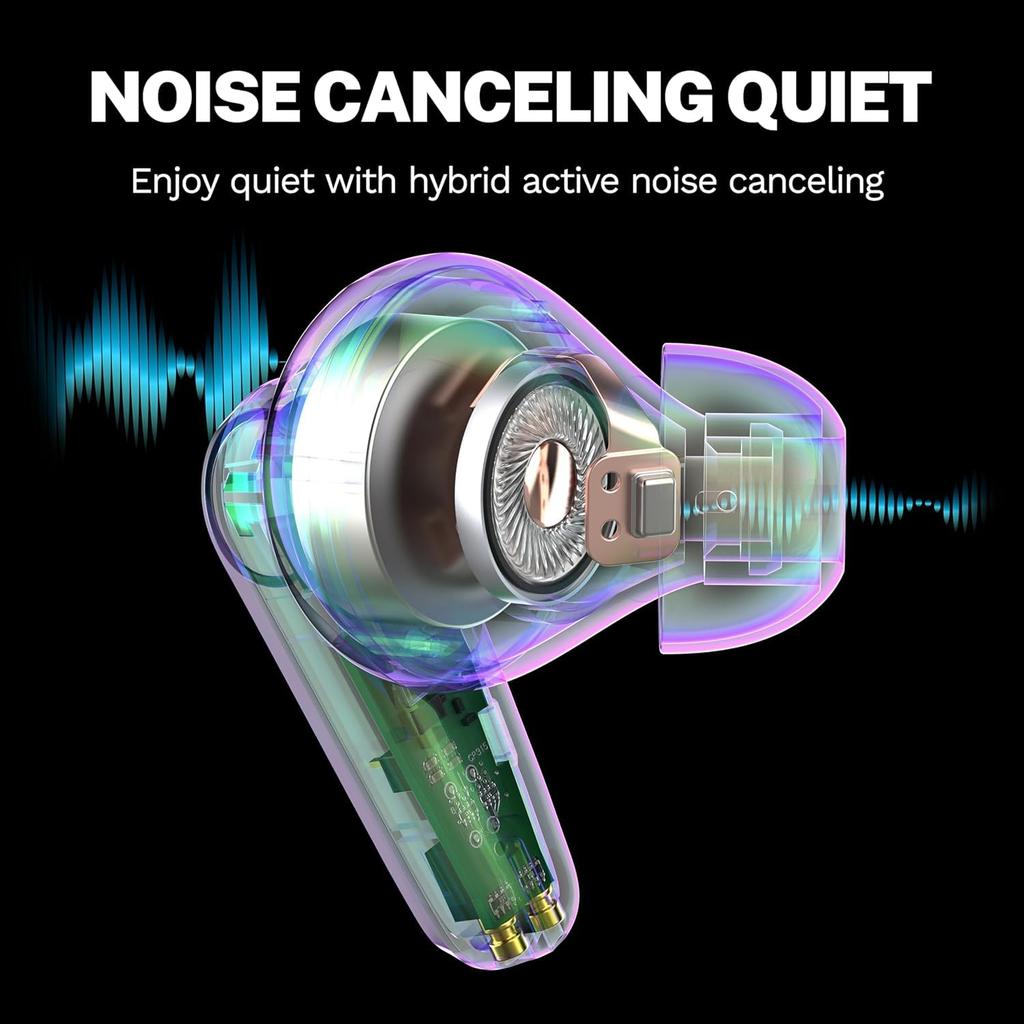 JLab Go Pods ANC Wireless Bluetooth Noise External Sound with Gift Up to 45 Hours of Compatible with iPhone and Black Earbuds, 5.4 Cancelling,