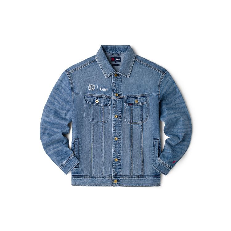 Lee SS22 Crane Cloud Pattern Heavy Embroidery Denim Jacket Men jackets Medium-Blue LMT0016456VG00FA00510