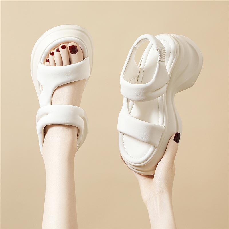 Black sandals women wear in summer, thick-soled thick-heeled soft-soled soft-faced comfortable women's shoes feel like stepping 