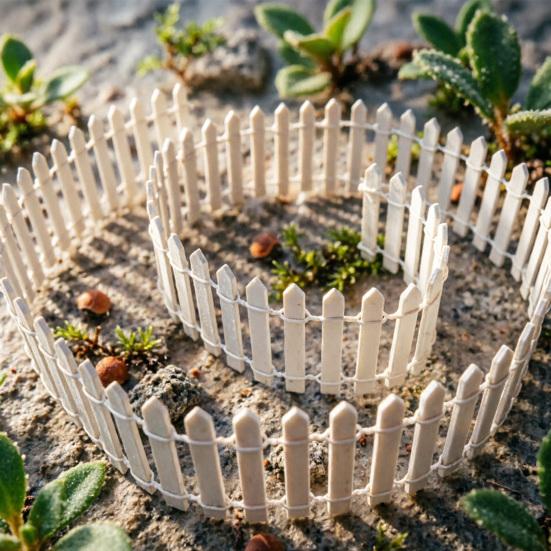 35 Inch Long Mini Fairy Garden Fence Small Wood Decorative Picket Fence Miniature Micro Landscape Ornaments for Dollhouse DIY Crafts Plant Pot Decor