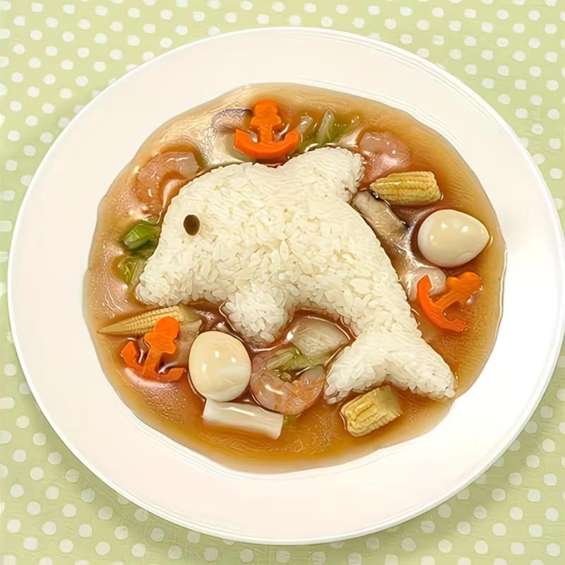 4-delt Kanin og Delfin Ris- og Grøntsagsrulleforme, Køkken DIY Bento Ris- og Grøntsagsrulle Sushiforme