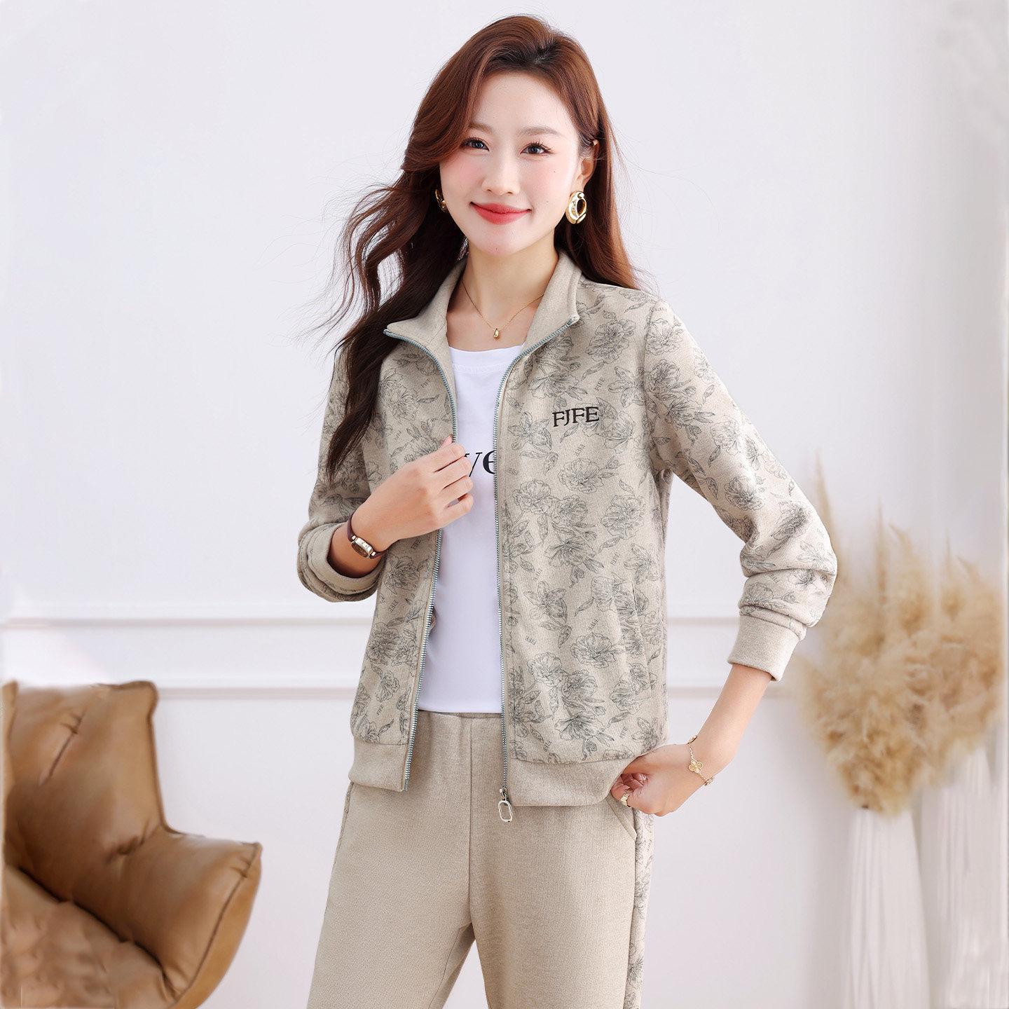 Women s Fashionable Spring & Autumn 2026 Petite Hoodie Three-Piece Sportswear Set L (90-100 kg)